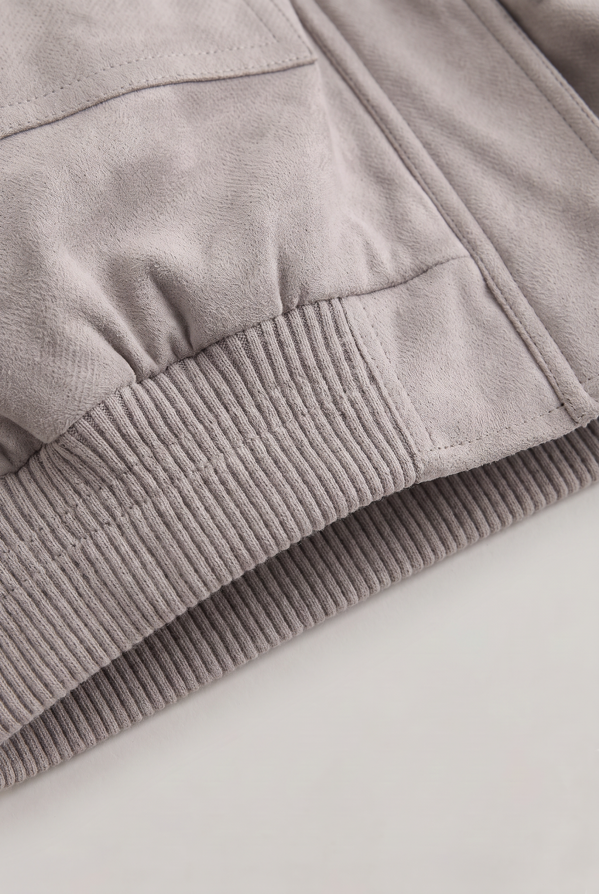 Women’s Light Grey Suede-Effect Utility Jacket