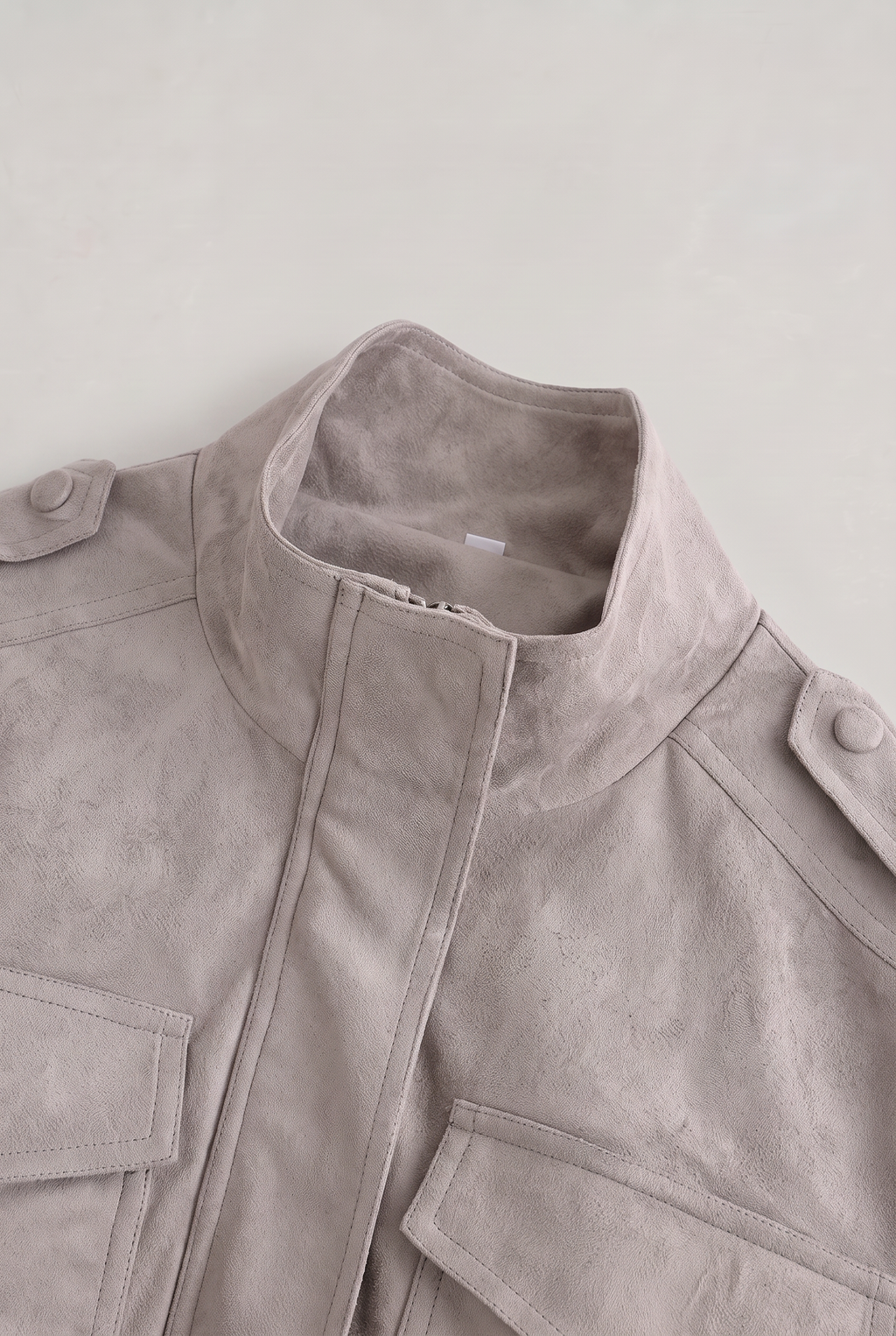 Women’s Light Grey Suede-Effect Utility Jacket