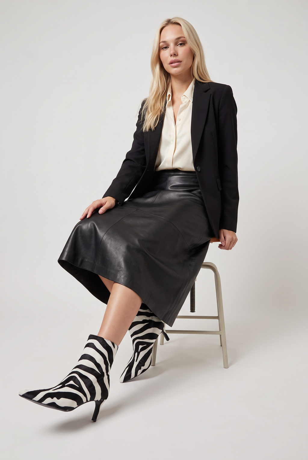Women’s Heeled Ankle Boots - Animal-Pattern Print