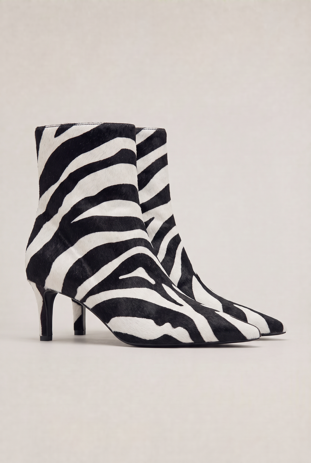Women’s Heeled Ankle Boots - Animal-Pattern Print