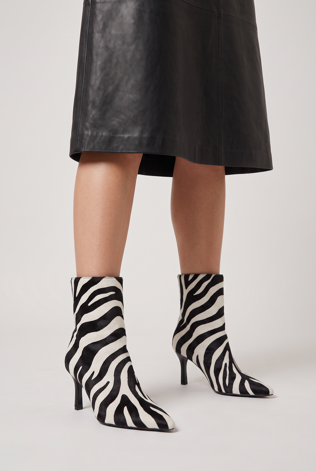 Women’s Heeled Ankle Boots - Animal-Pattern Print