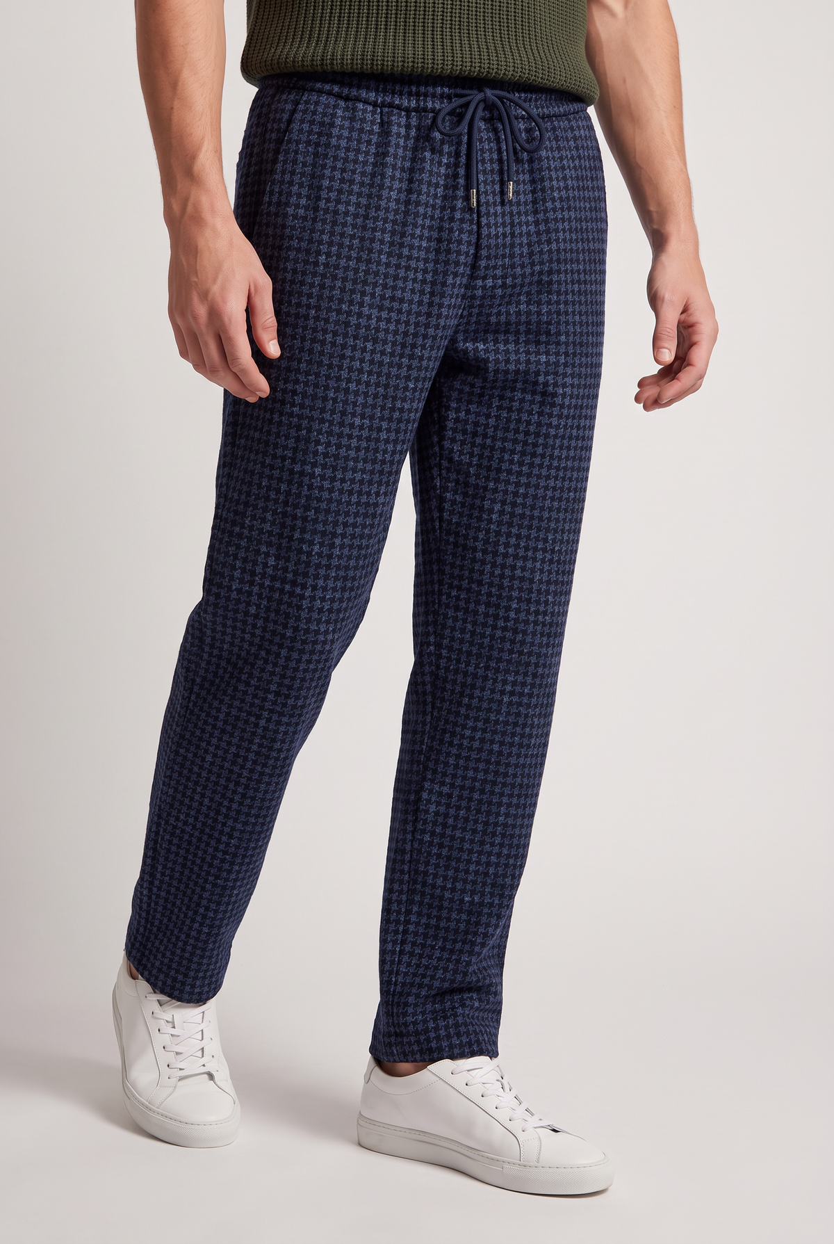 Men’s Houndstooth Drawstring Relaxed Fit Trousers