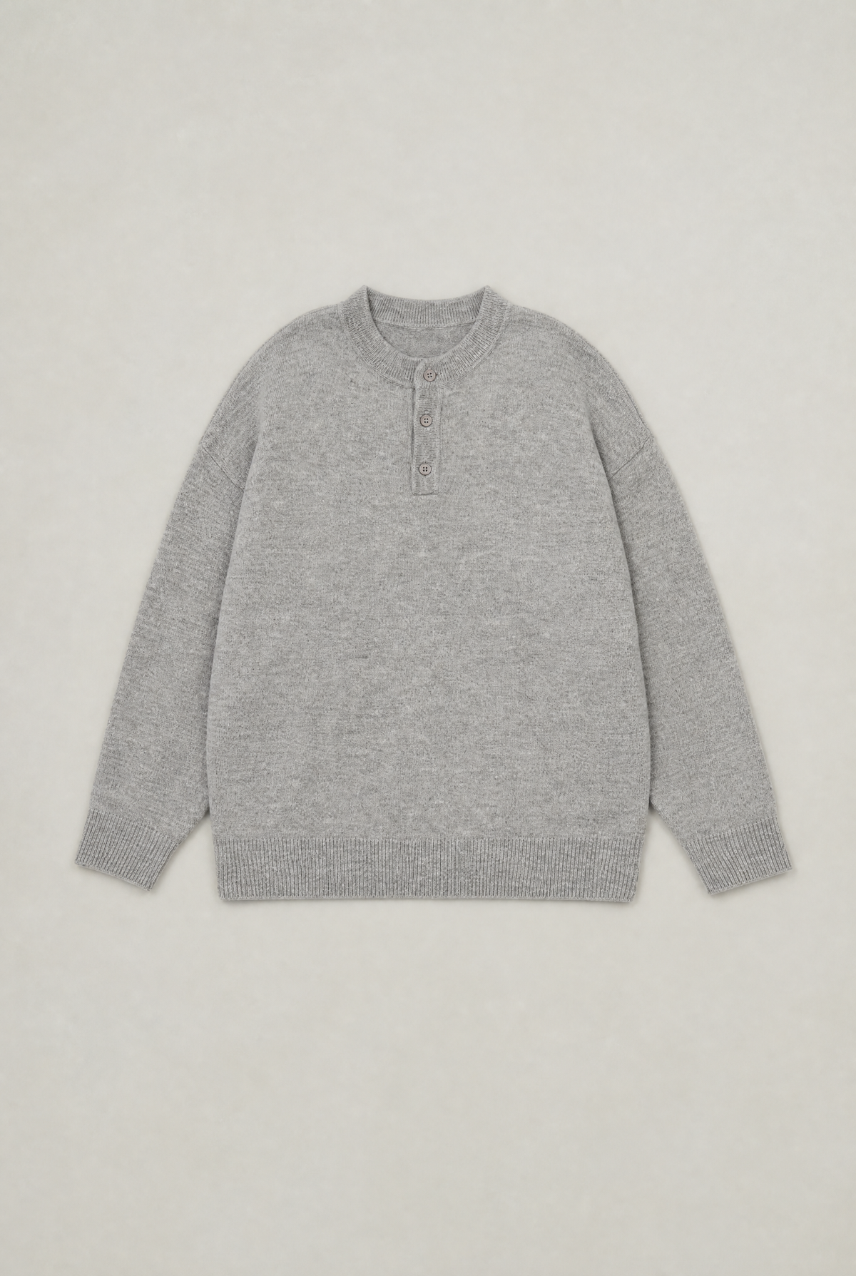 Men’s Henley Jumper Button Neck Knit