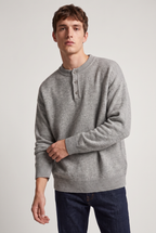 Men’s Henley Jumper Button Neck Knit