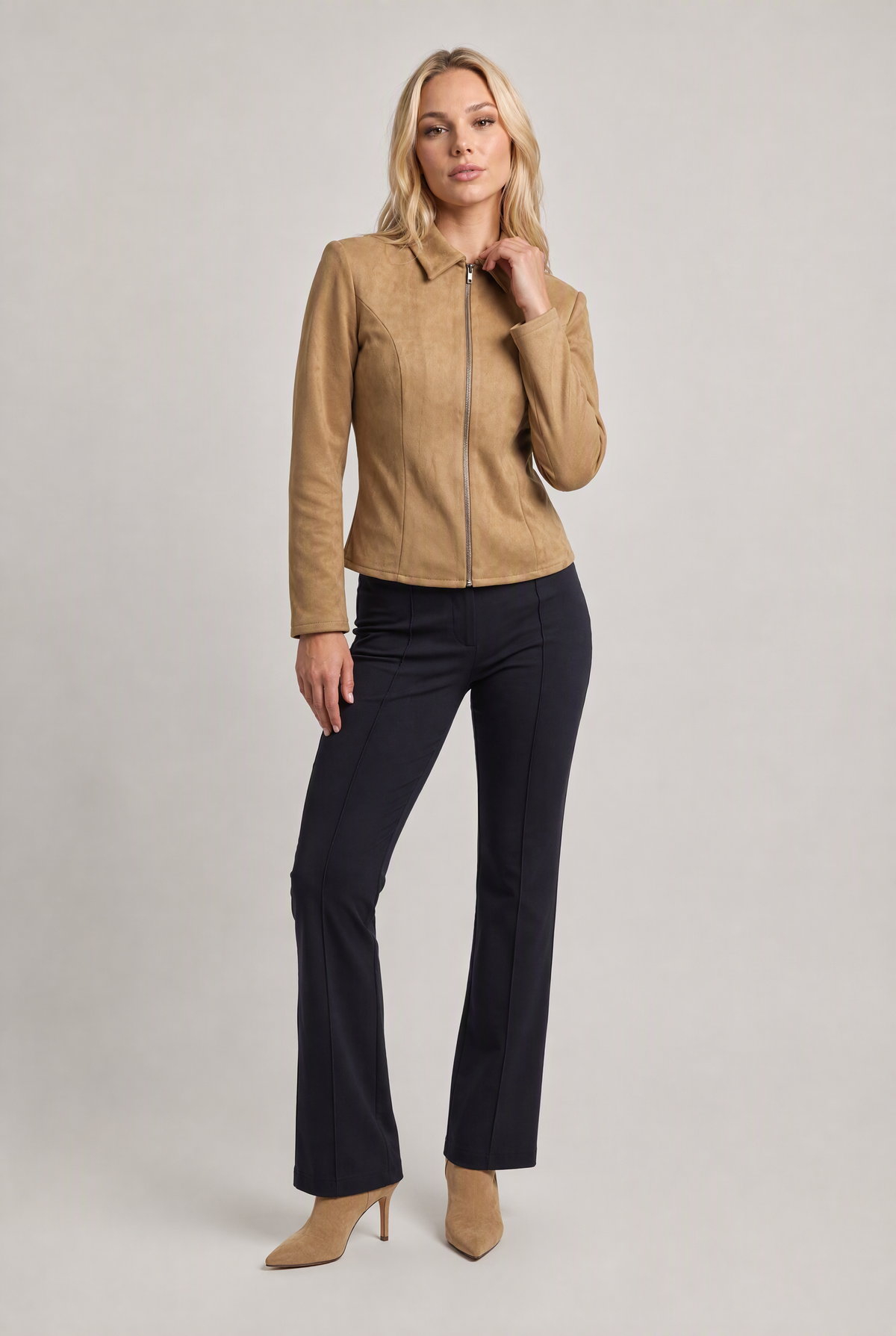 Women’s Fitted Zip-Front Tailored Jacket