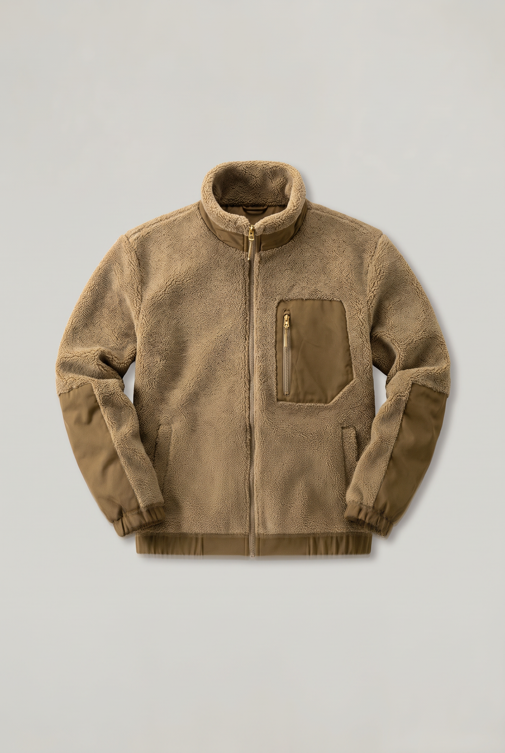 Men’s Fleece Stand Collar Textured Jacket