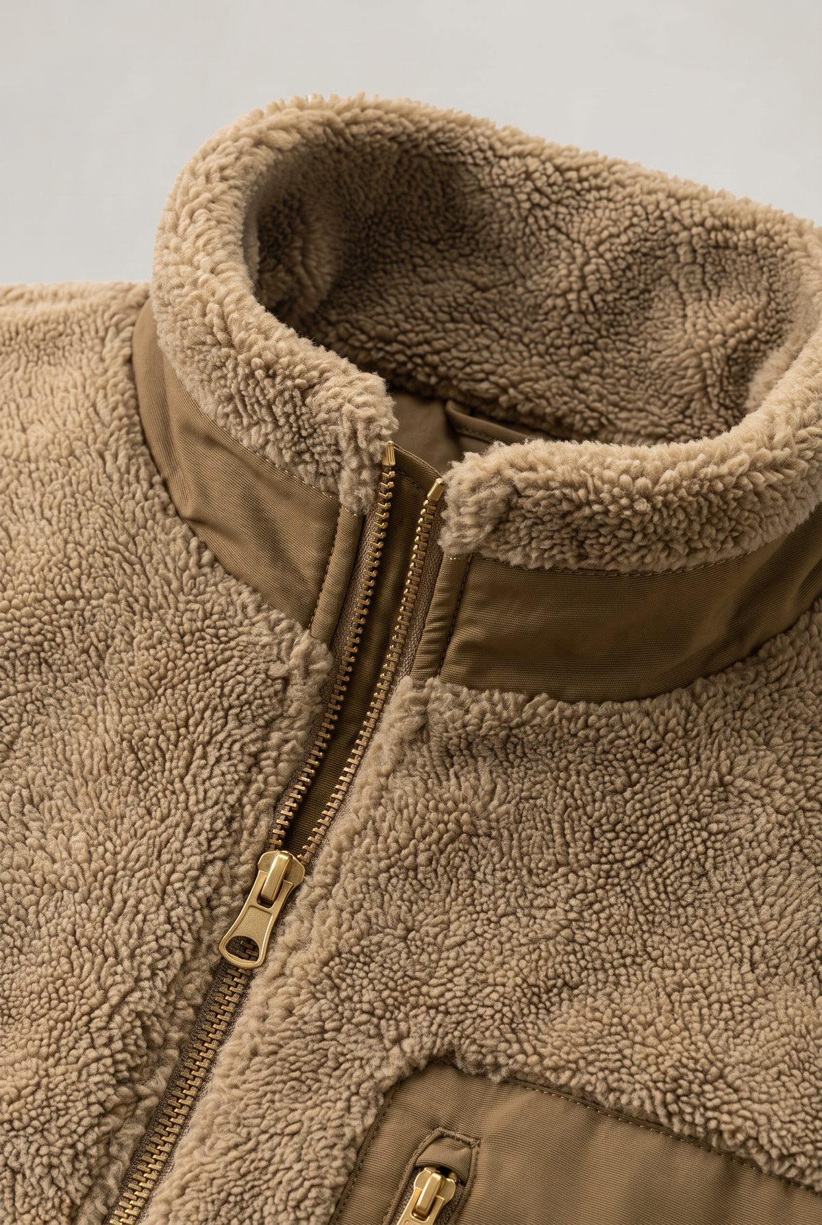 Men’s Fleece Stand Collar Textured Jacket