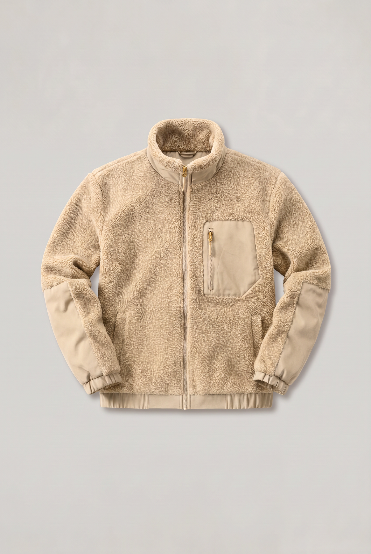 Men’s Fleece Stand Collar Textured Jacket