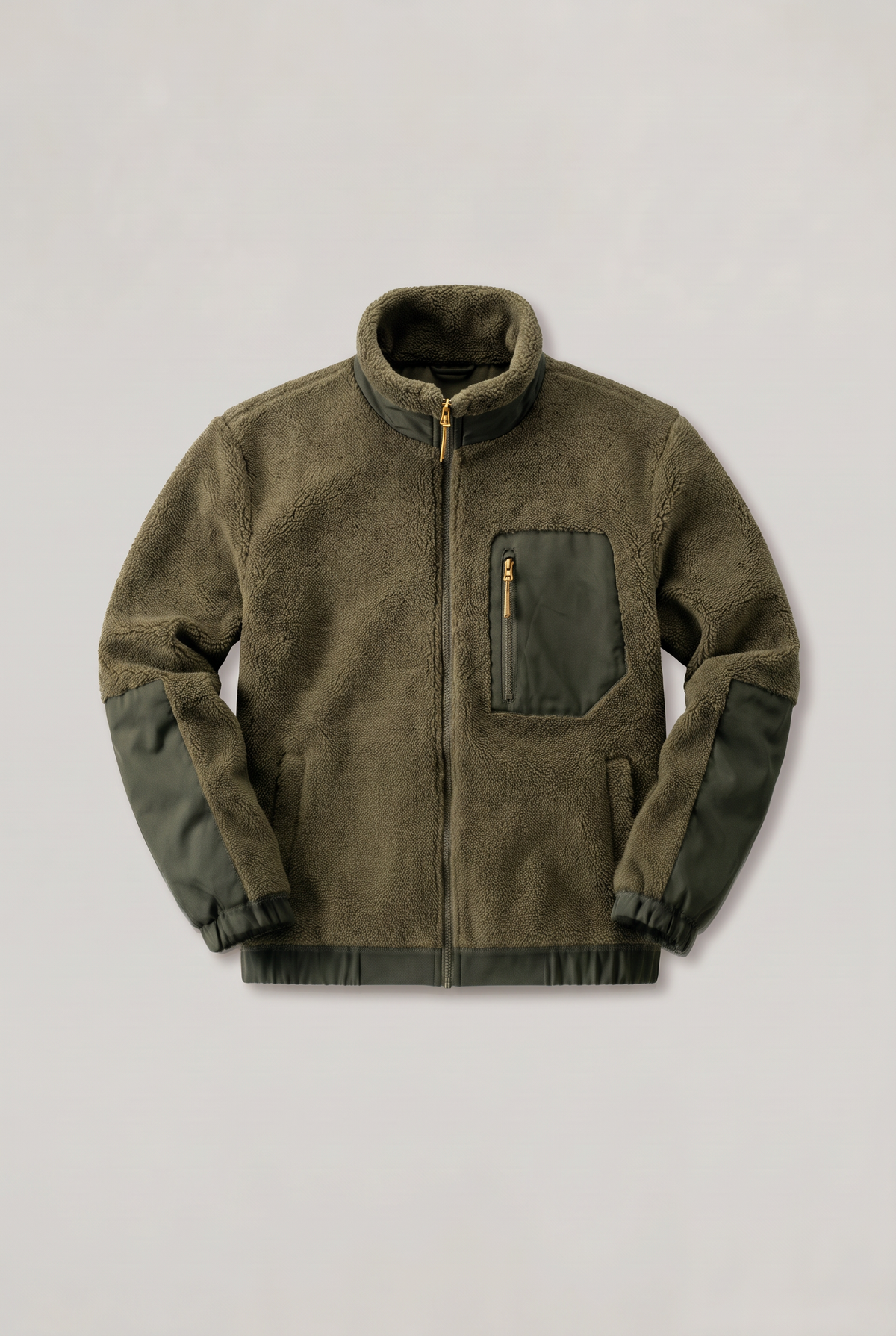 Men’s Fleece Stand Collar Textured Jacket