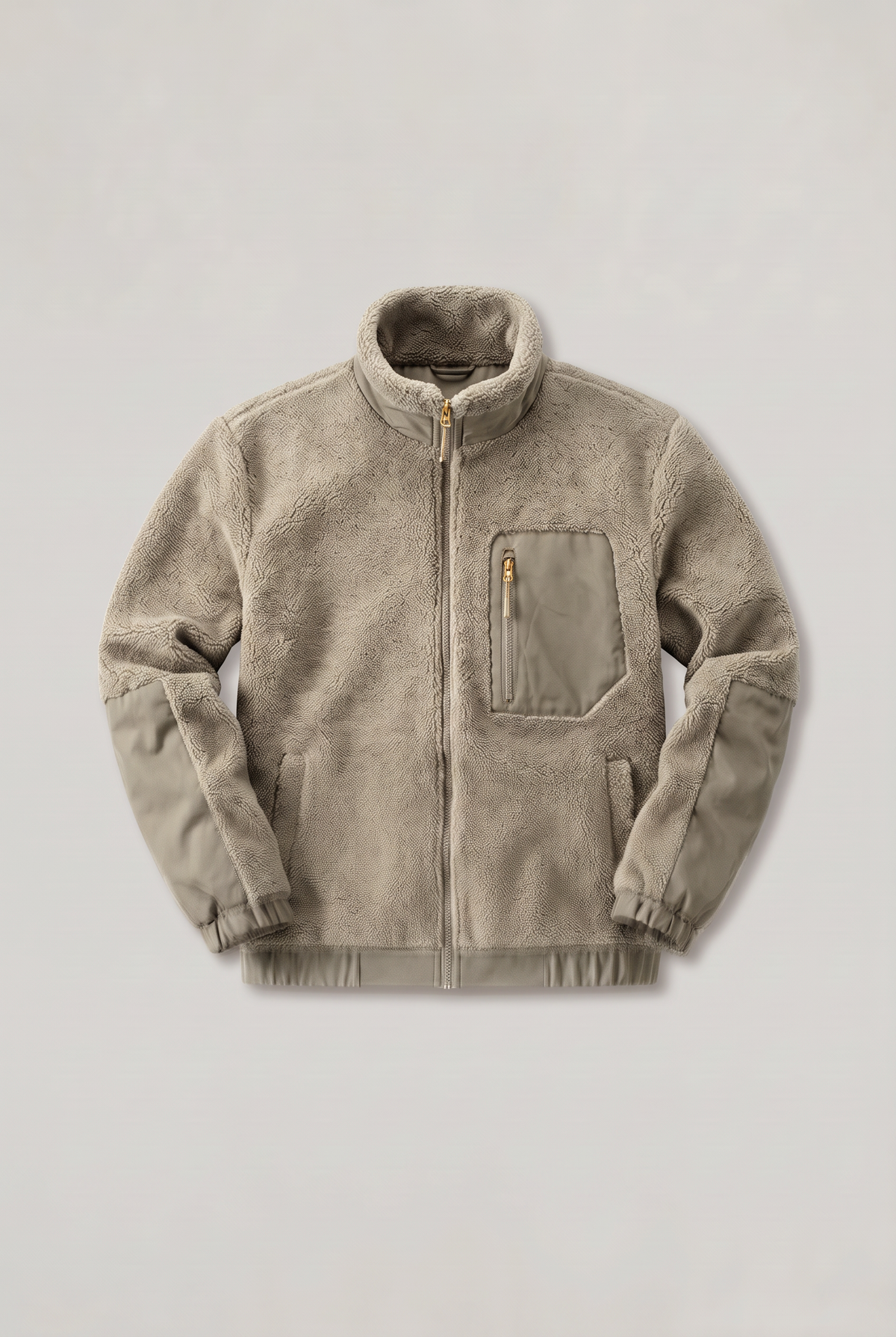 Men’s Fleece Stand Collar Textured Jacket