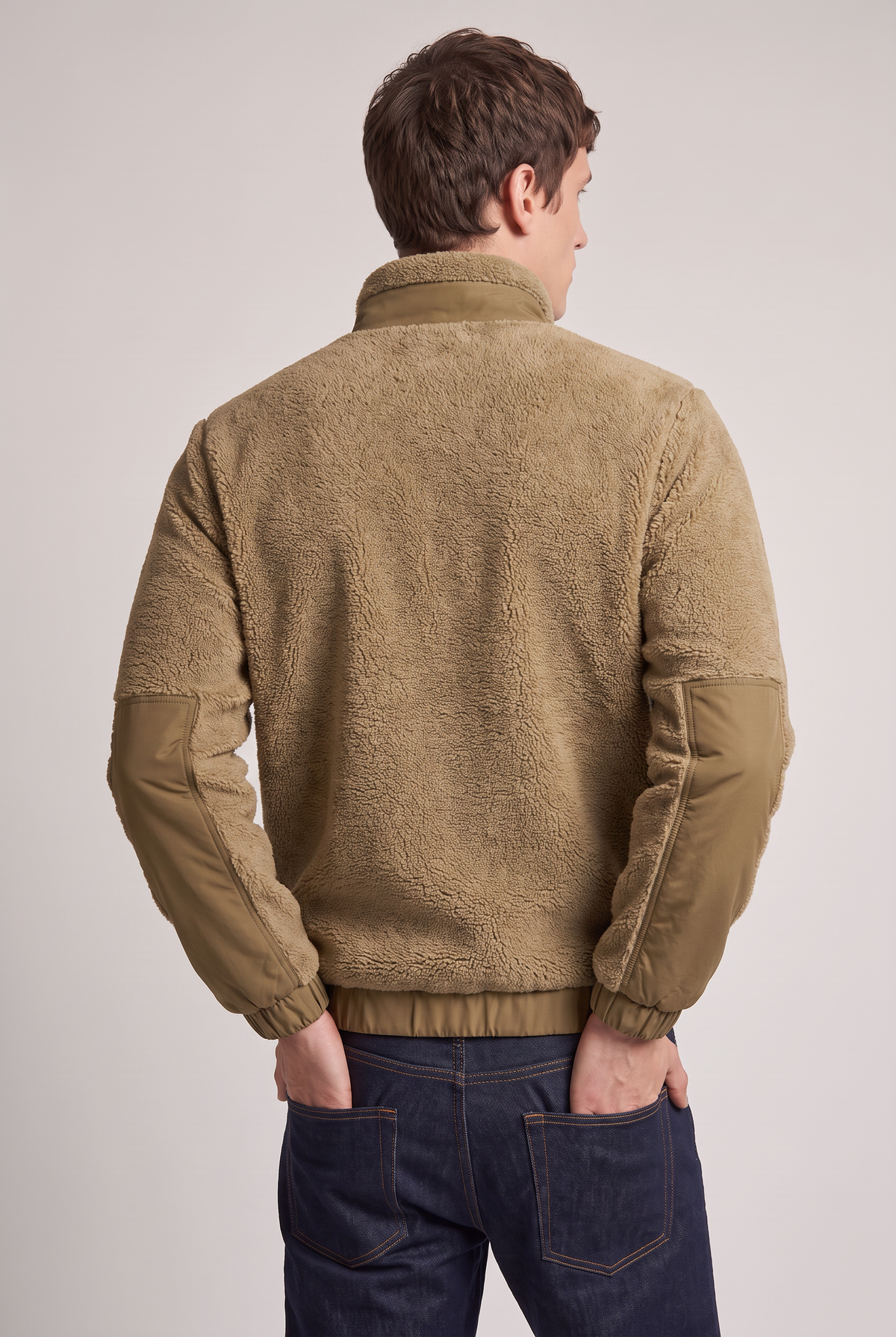 Men’s Fleece Stand Collar Textured Jacket
