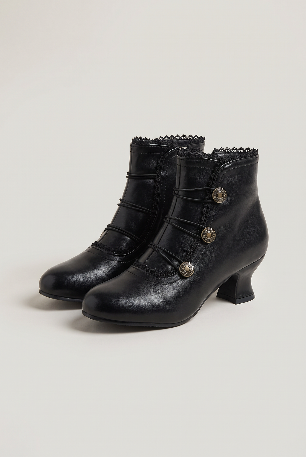 Women’s Artificial Leather Button Ankle Boots