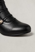 Women’s Artificial Leather Button Ankle Boots