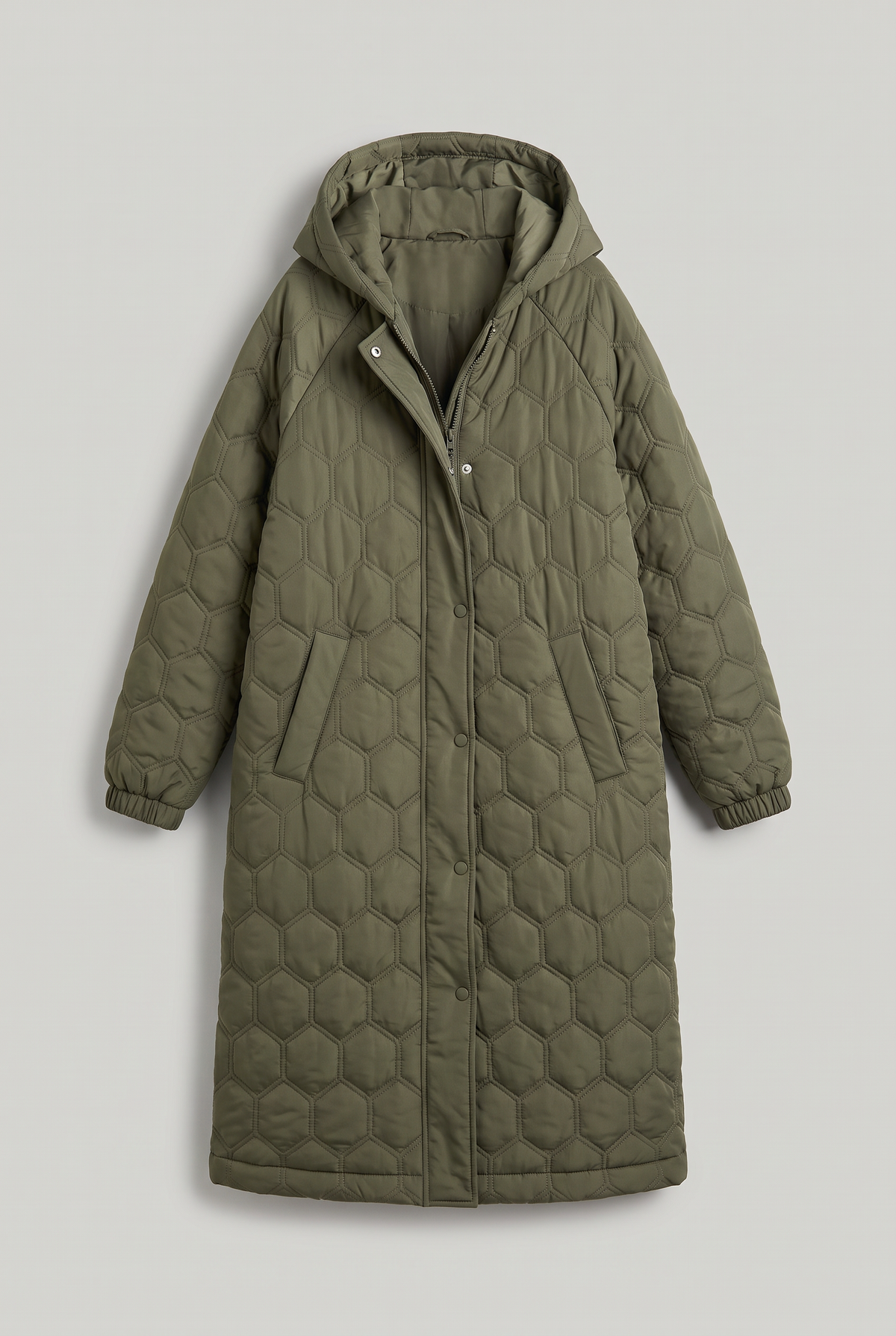 Women’s Longline Hooded Quilted Coat