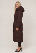Women’s Hooded Belted Maxi Puffer Coat