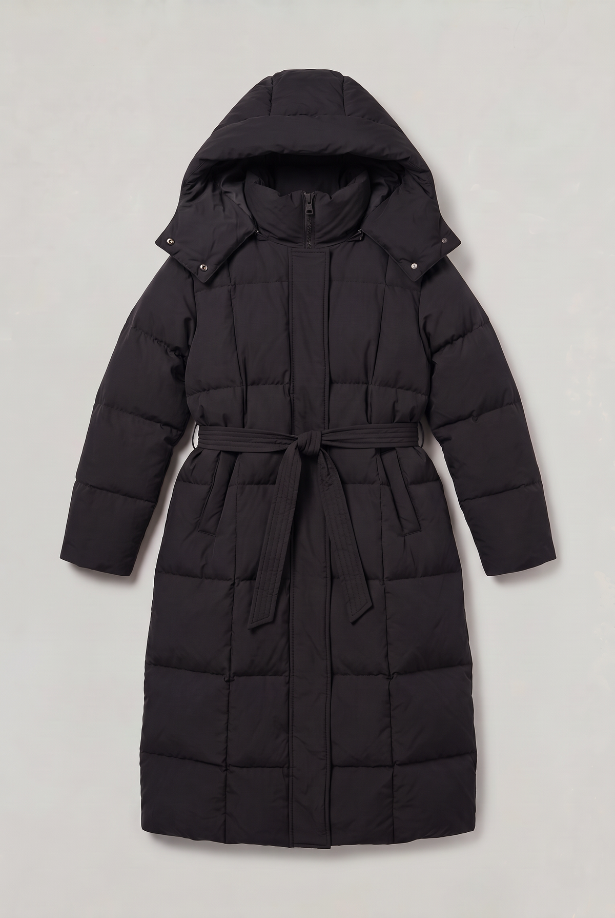 Women’s Hooded Belted Maxi Puffer Coat