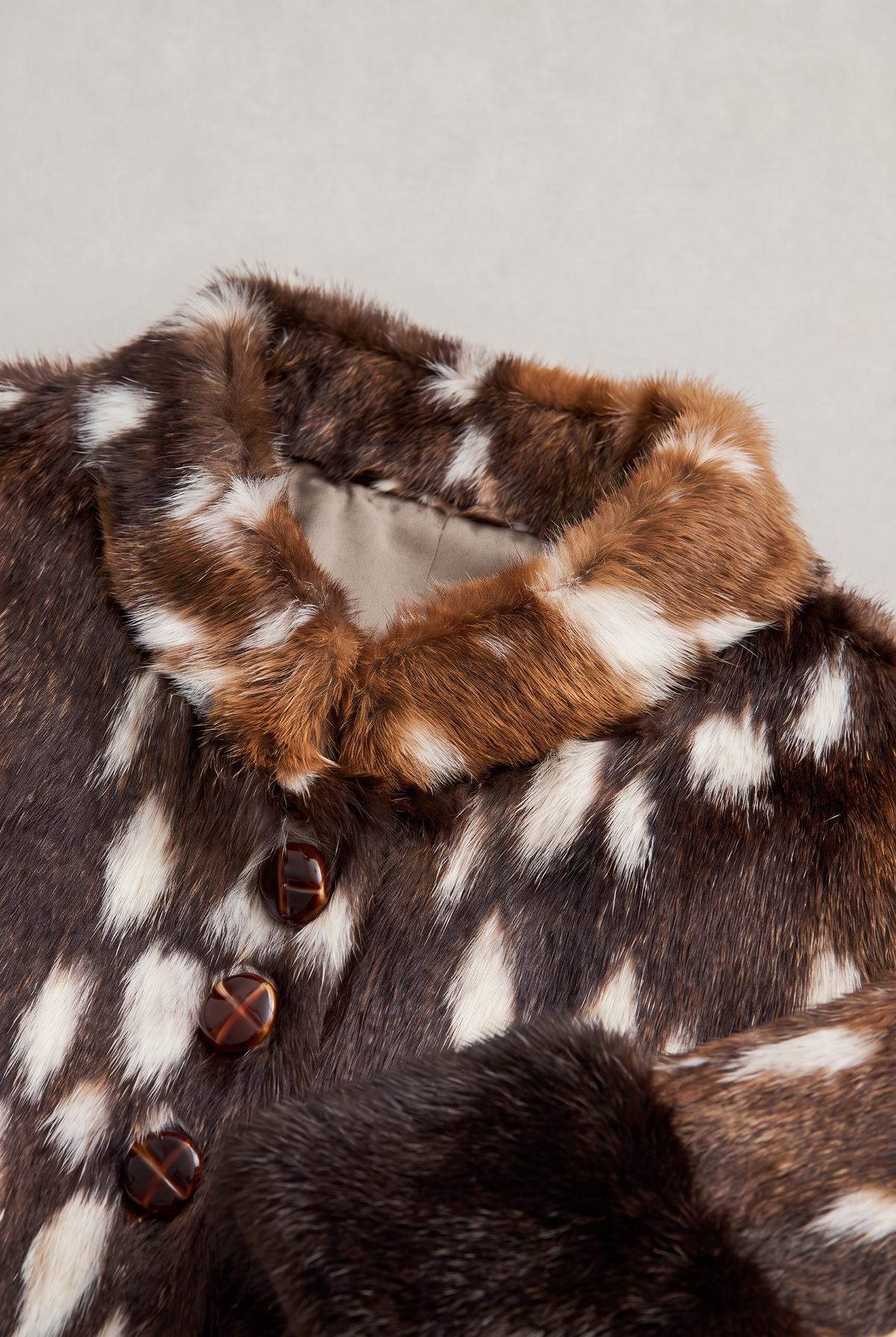 Women’s Faux Fur Jacket Fawn Print Cuff Detail