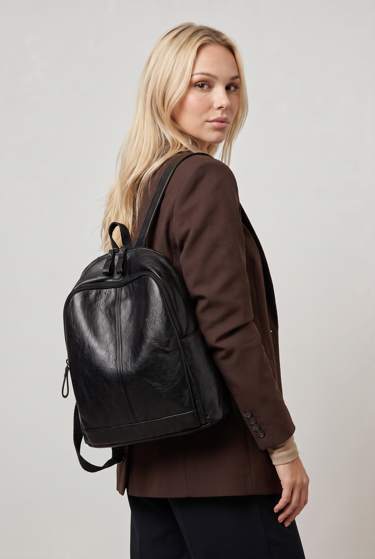 Women’s Backpack Faux Leather Zip Front
