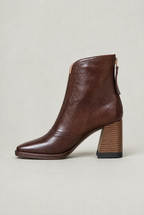 Women's Leather Look Square Toe Block Heel Ankle Boots