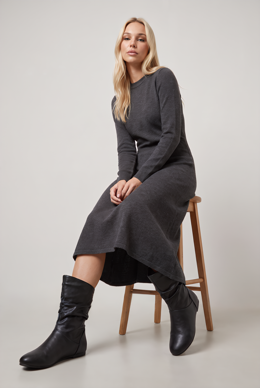 Women’s Faux Leather Slouch Mid-Calf Boots