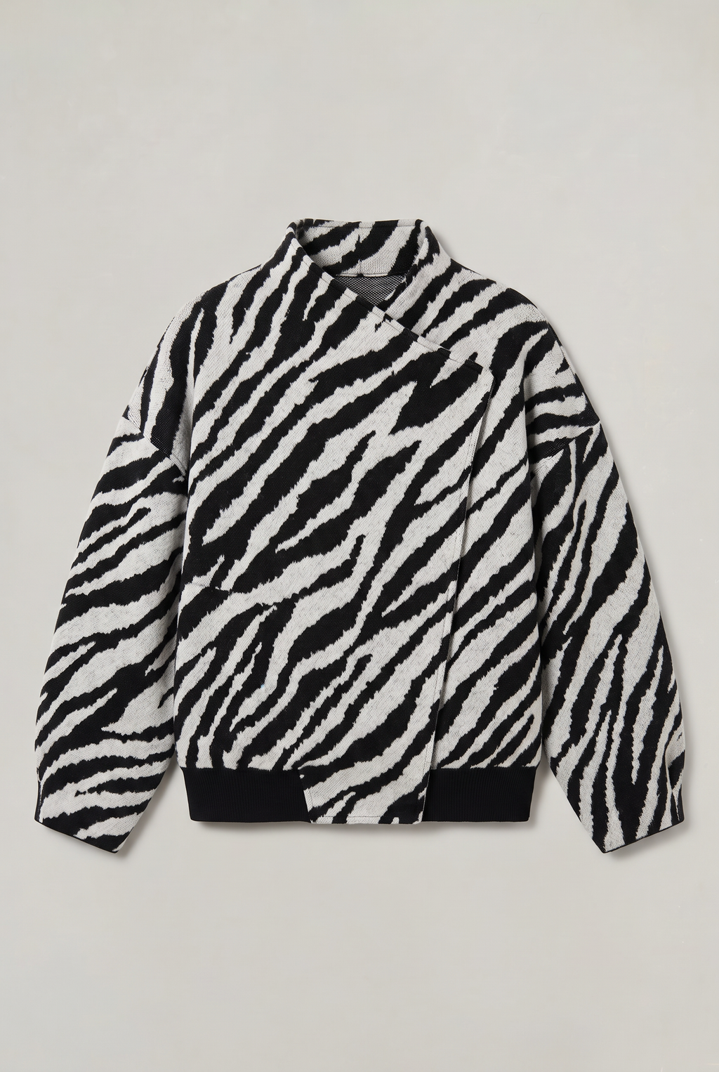 Women’s Zebra Print Jacket Funnel Neck