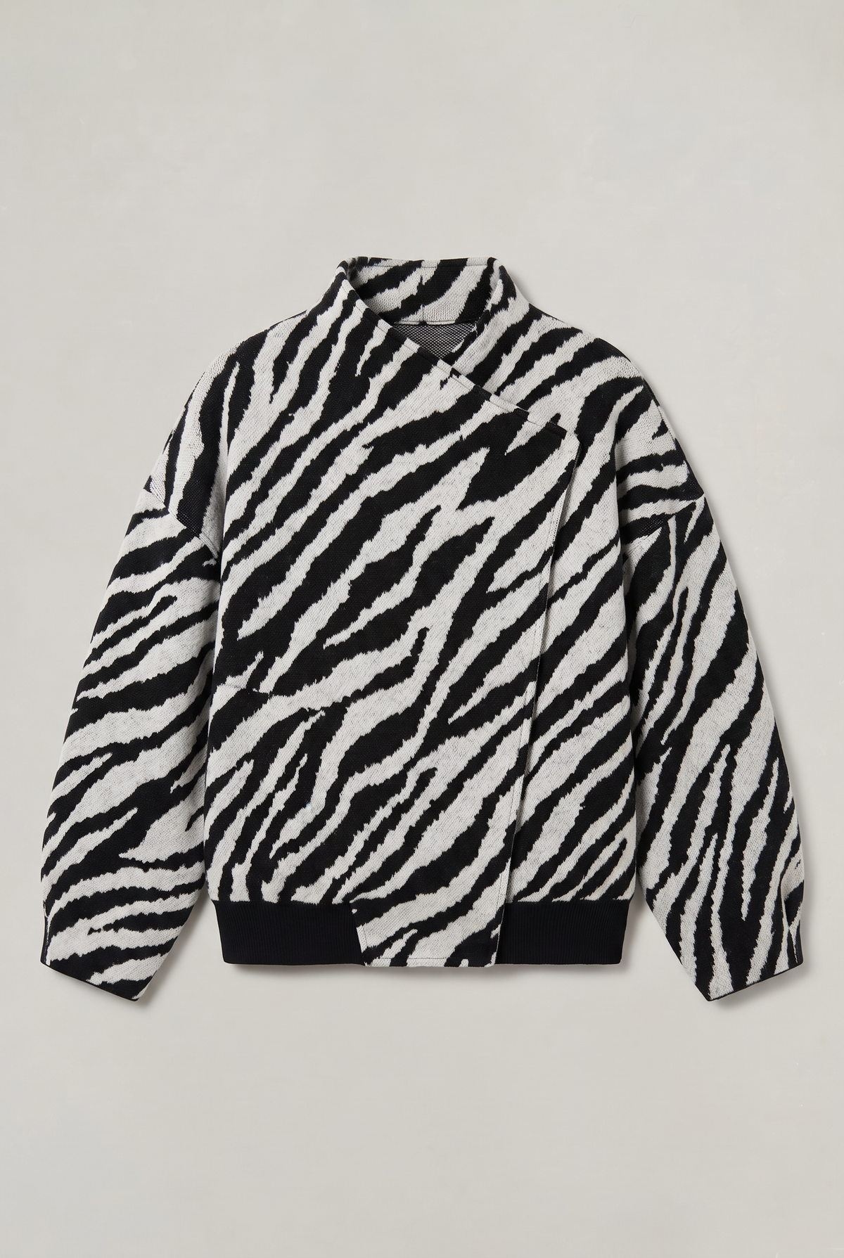 Women’s Zebra Print Jacket Funnel Neck