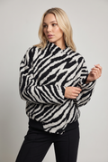 Women’s Zebra Print Jacket Funnel Neck