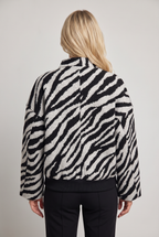Women’s Zebra Print Jacket Funnel Neck