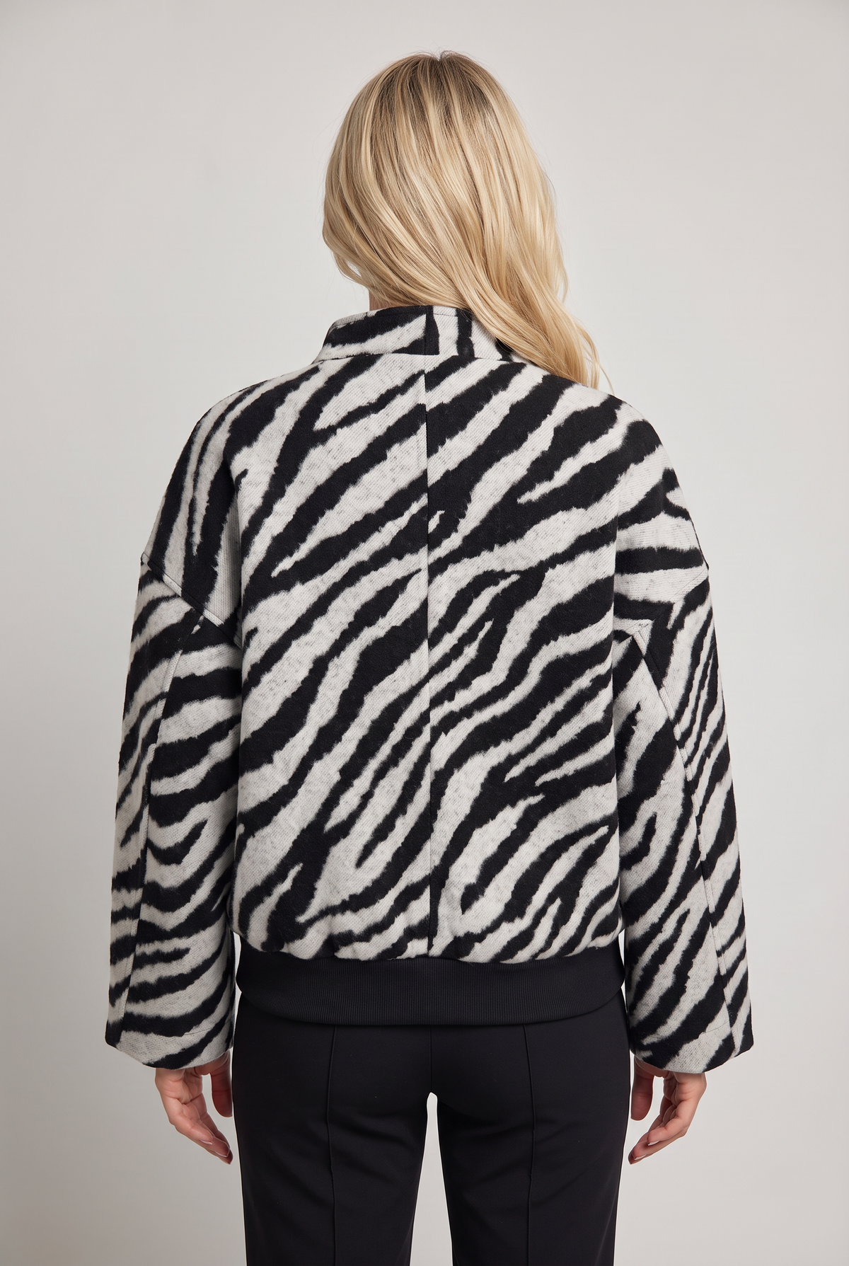 Women’s Zebra Print Jacket Funnel Neck