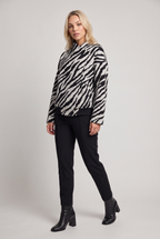 Women’s Zebra Print Jacket Funnel Neck