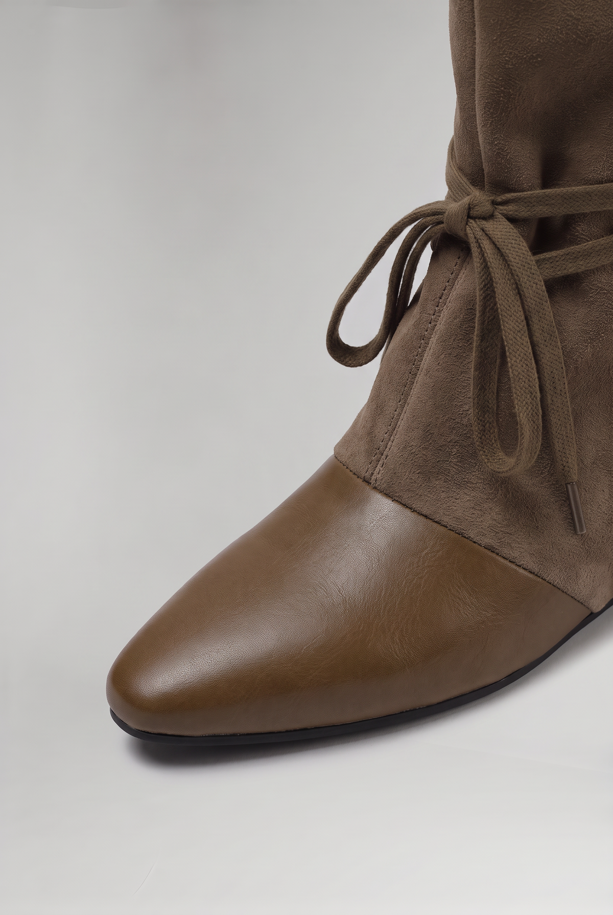 Women’s Microfiber Mid-Calf Boots Tie Detail