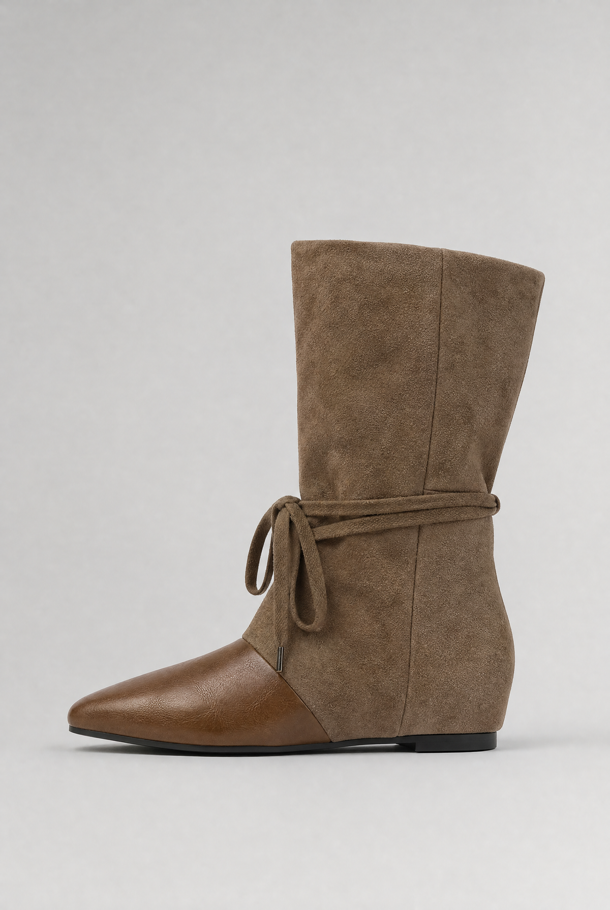 Women’s Microfiber Mid-Calf Boots Tie Detail