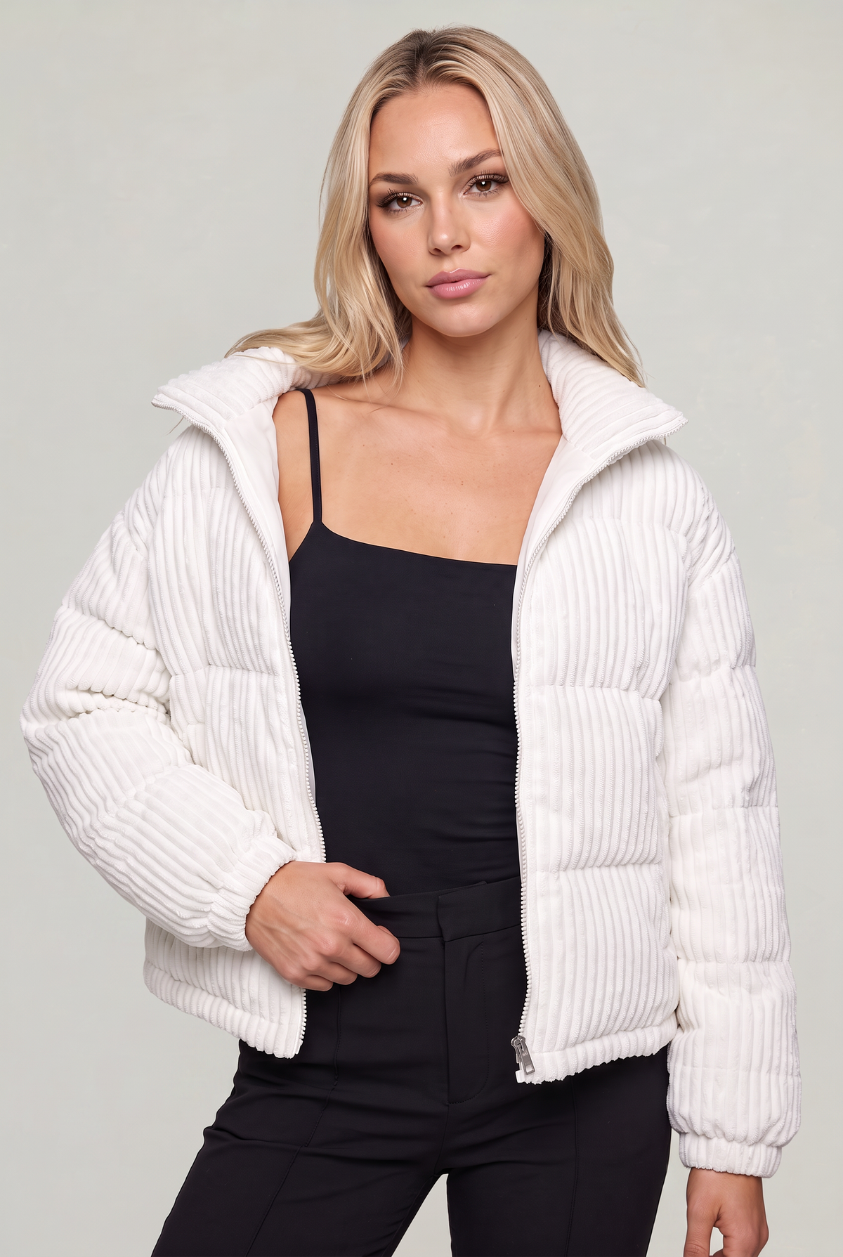 Women’s Corduroy Puffer Zip Jacket