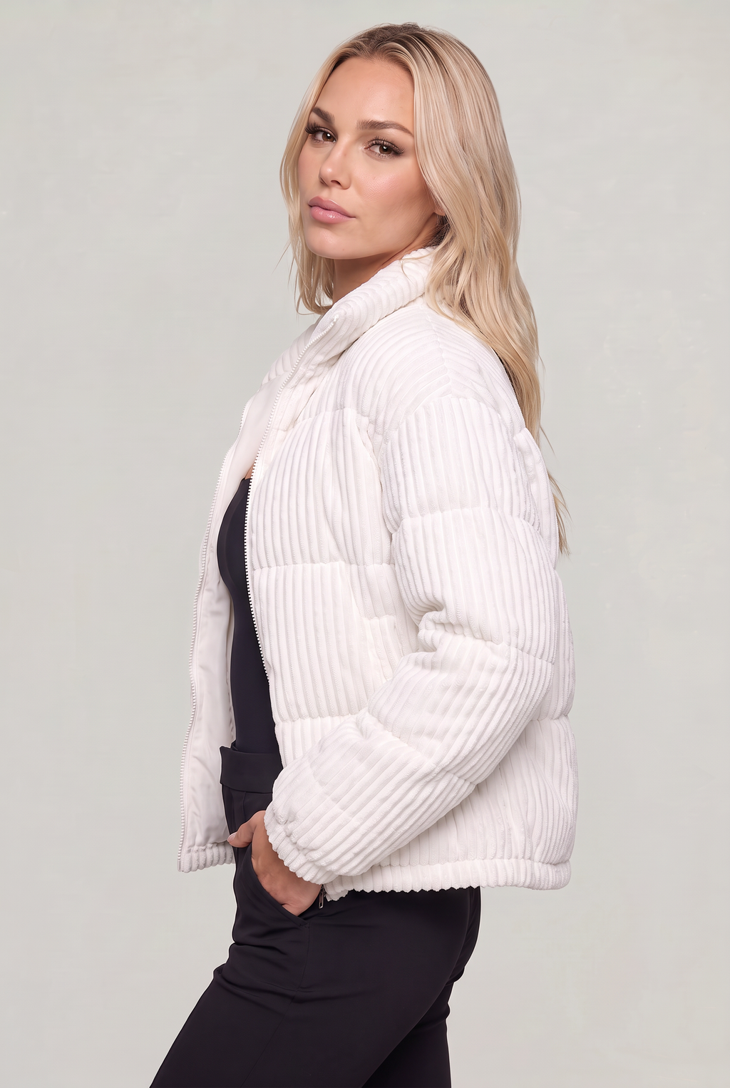 Women’s Corduroy Puffer Zip Jacket