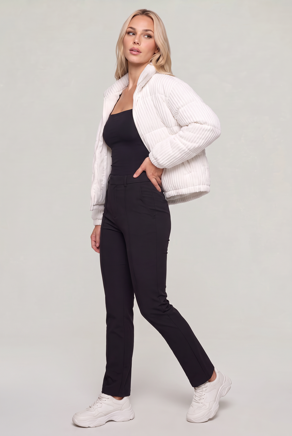 Women’s Corduroy Puffer Zip Jacket