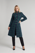 Women’s Green Plaid Tartan Longline Coat