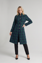 Women’s Green Plaid Tartan Longline Coat