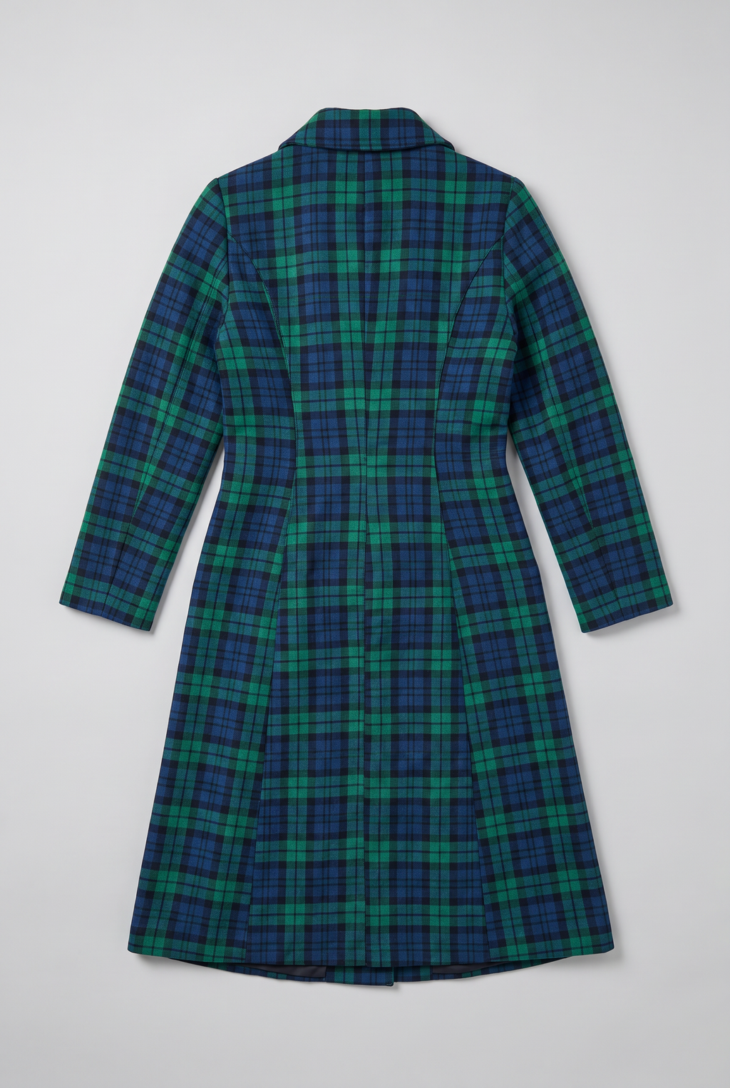 Women’s Green Plaid Tartan Longline Coat