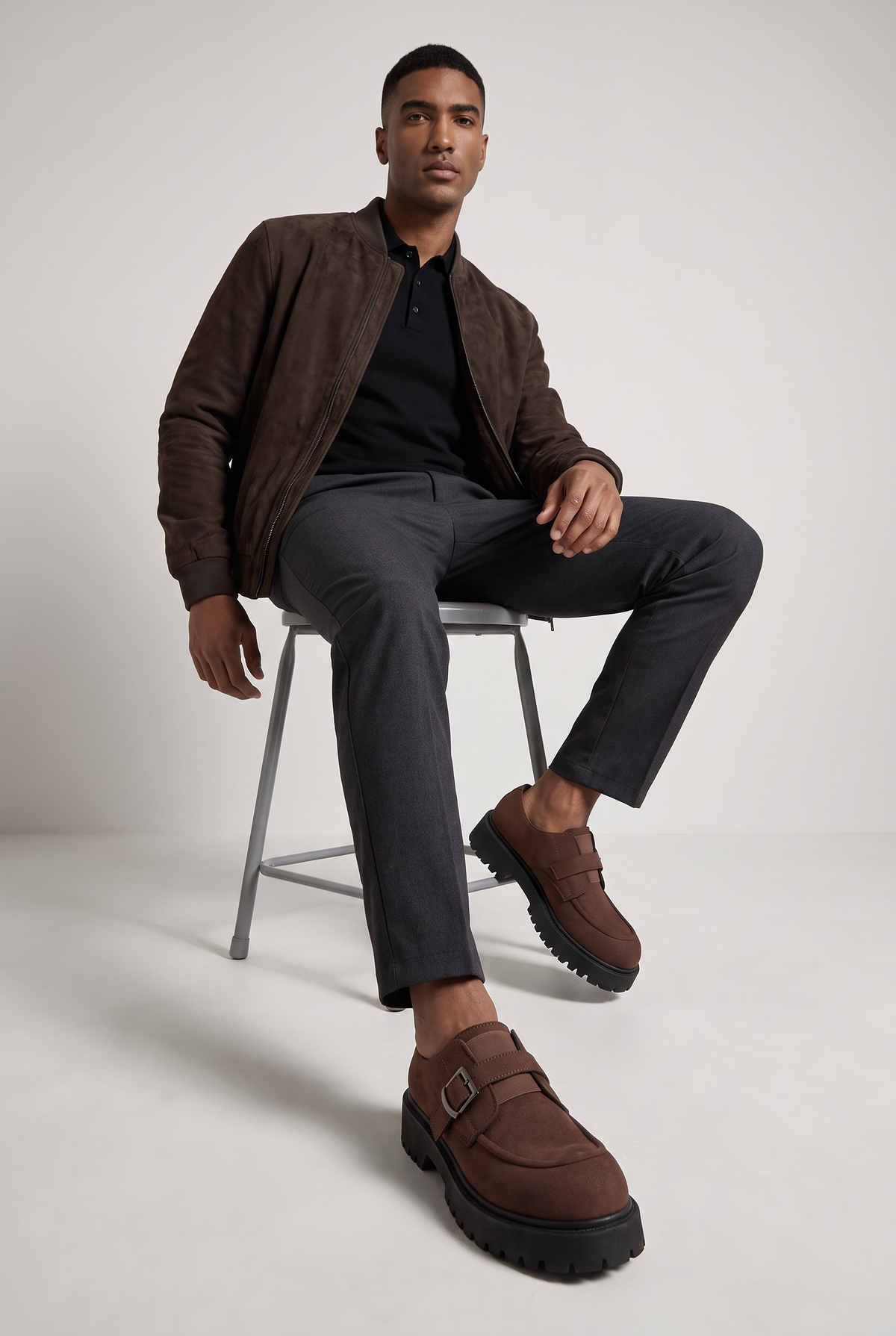 Men's Suede-Effect Derby Shoes Chunky Sole