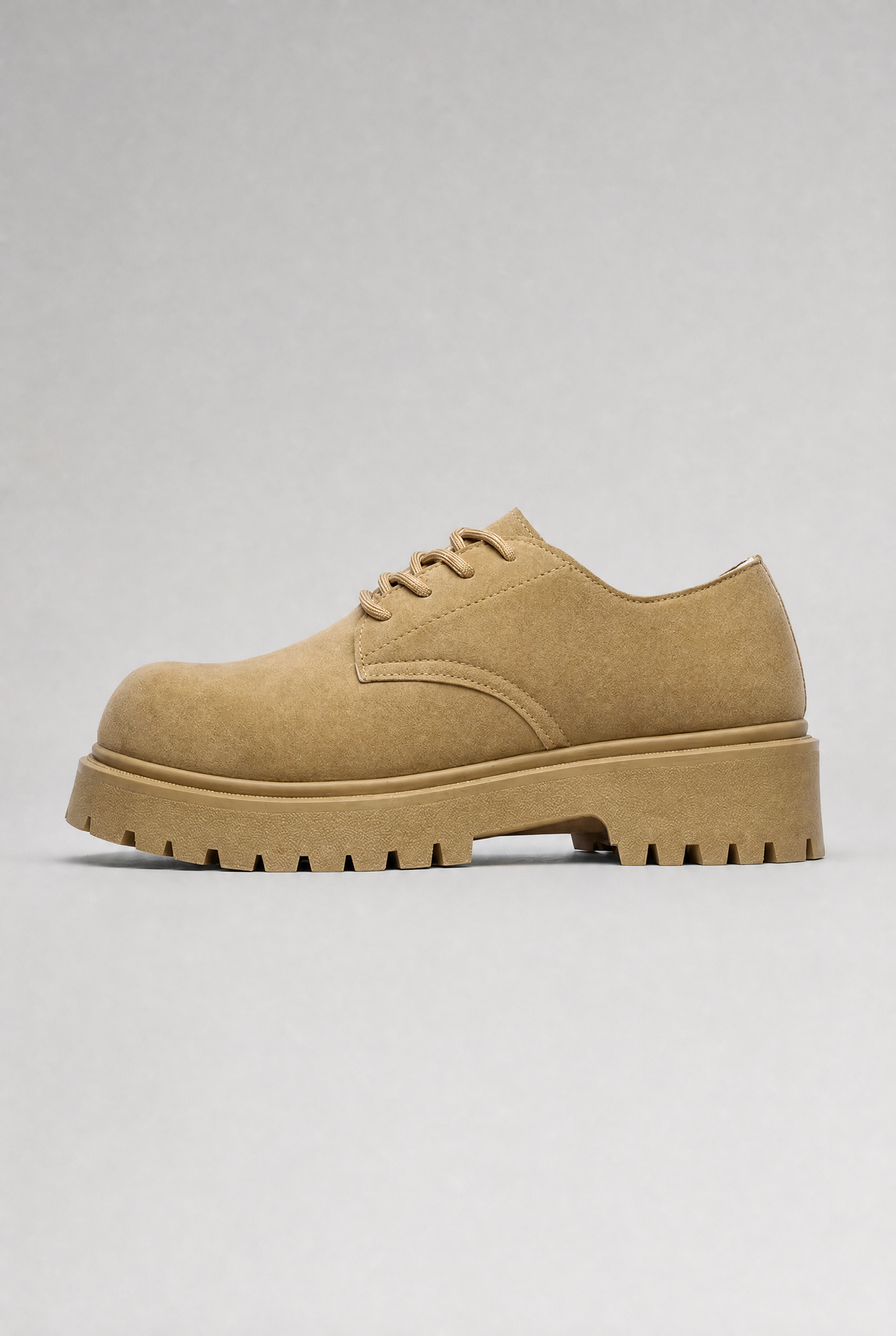 Men’s Suede-Effect Vintage-Style Derby Shoes Chunky Sole