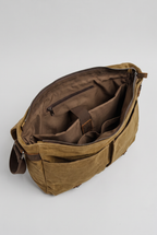 Men’s Waxed Canvas Messenger Bag Leather Trim