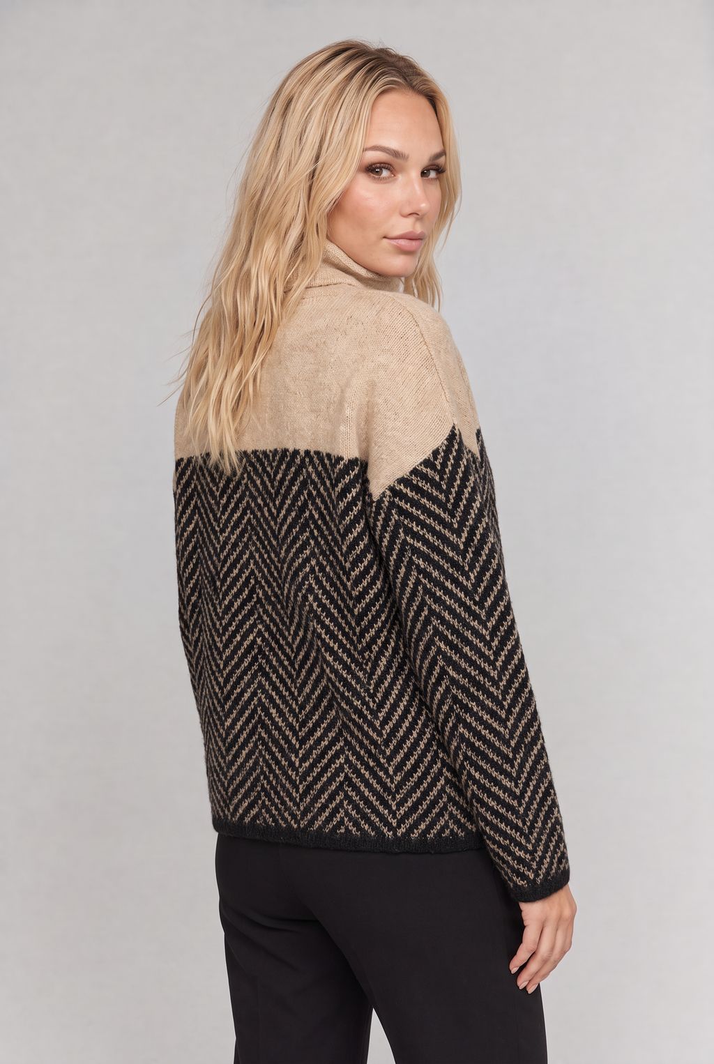 Women’s Herringbone High-Collar Jumper