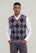 Men's Argyle V-Neck Vest Jumper