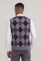 Men's Argyle V-Neck Vest Jumper