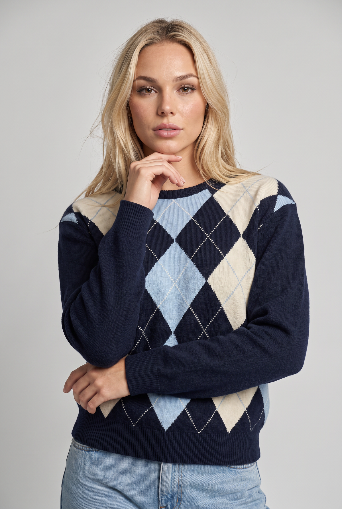 Women’s Argyle Crew Neck Jumper