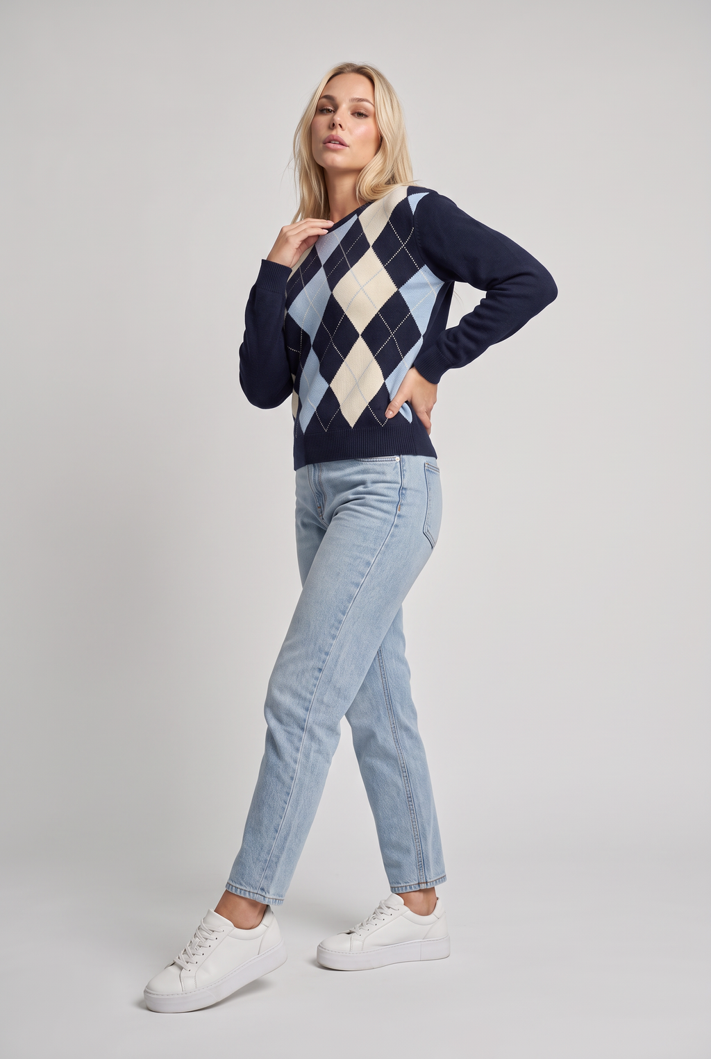 Women’s Argyle Crew Neck Jumper