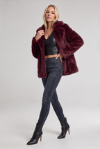 Women’s Burgundy Faux Fur Jacket