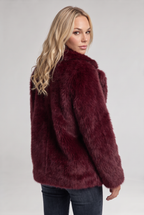 Women’s Burgundy Faux Fur Jacket
