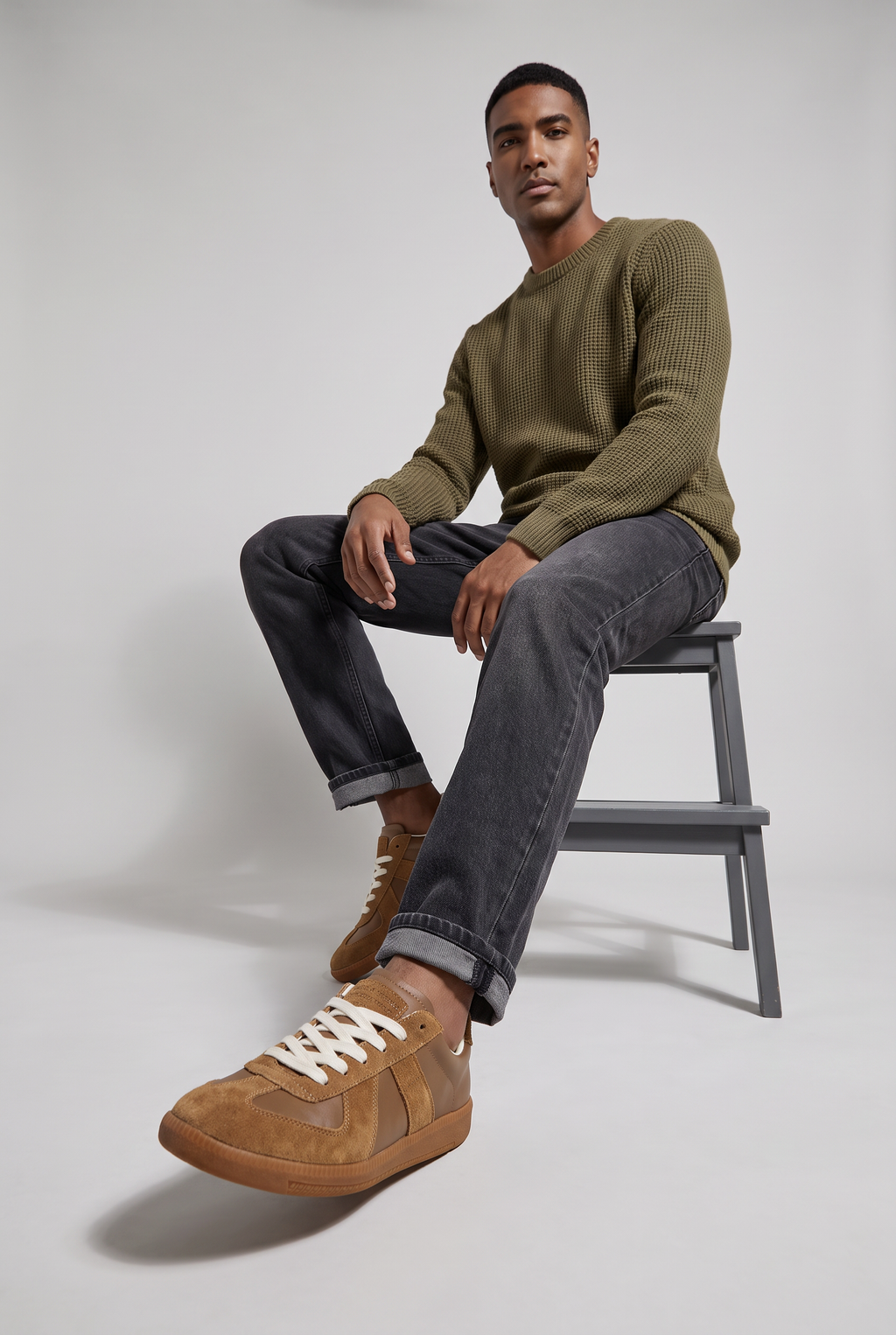 Men’s Suede Look Trainers Gum Sole Low Profile