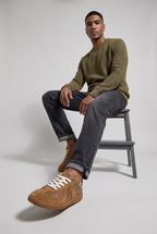 Men’s Suede Look Trainers Gum Sole Low Profile